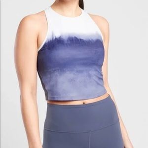 Athleta Blue Watercolor Shanti Crop Top